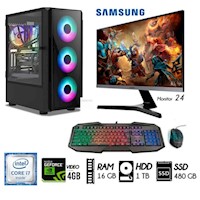 COMPUTADORA PC CORE i7 Ram 16GB,Disco 1TB+SSD 240GB, GT 730 4GB, M 24"